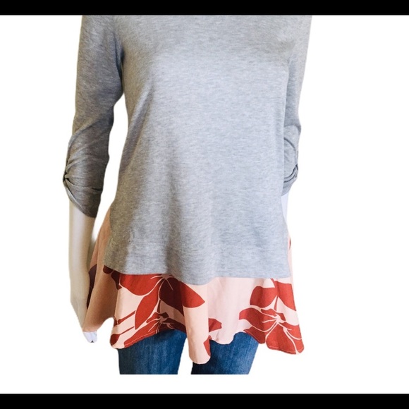 LITTLE YELLOW BUTTON (Anthropologie) Floral Tiered Twofer Long Sleeve Top Small - Picture 9 of 13